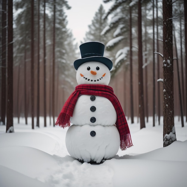 bonhomme de neige en forêt