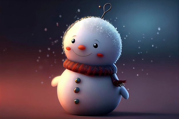 Bonhomme de neige mignon dans la neige