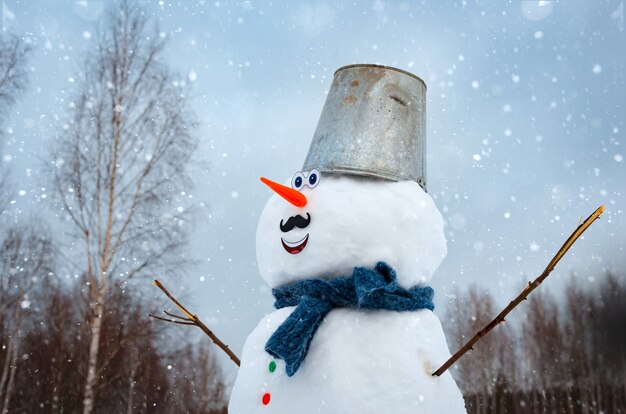 Bonhomme de neige en plein air mignon