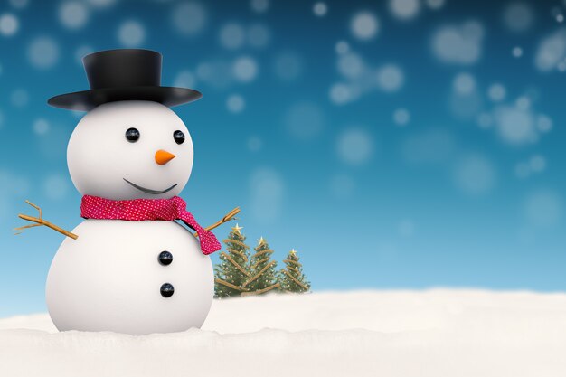 bonhomme de neige souriant rendu 3D