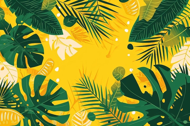 Bonjour été tropical avec des plantes et des décorations de feuilles en arrière-plan