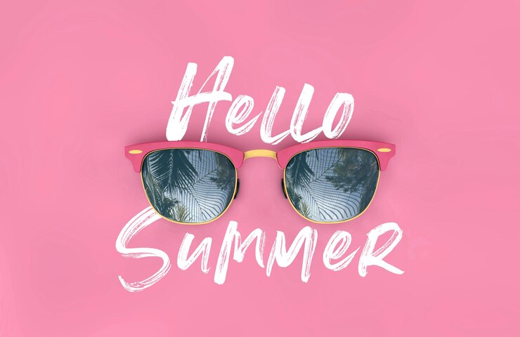 Photo bonjour lunettes de soleil d'été avec des reflets de palmiers tropicaux d rendu