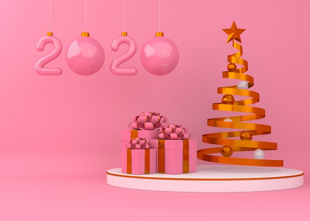 Photo bonne année 2020 creative background illustration de rendu 3d.