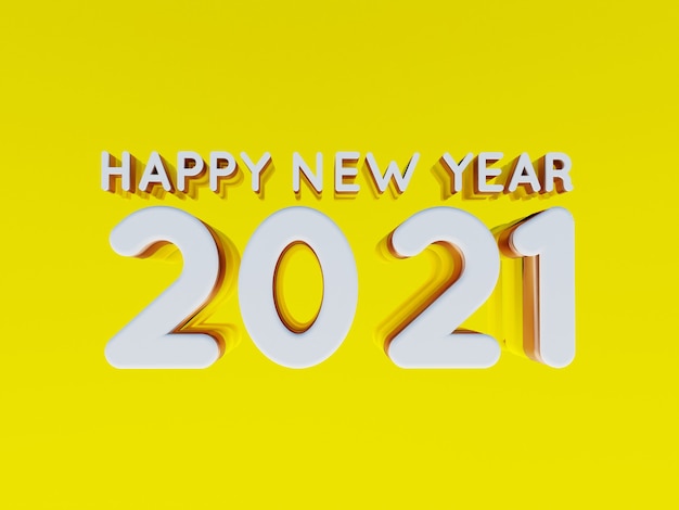 Bonne année 2021 lettres en gras d'or rendu 3d de haute qualité isolé sur jaune