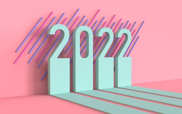 bonne année 2022 illustration de rendu 3d