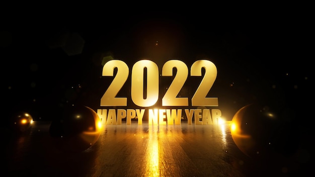 Bonne année 2022 ouvreur de particules d'or sur fond de feu d'artifice d'or concept de résolution de nouvel an
