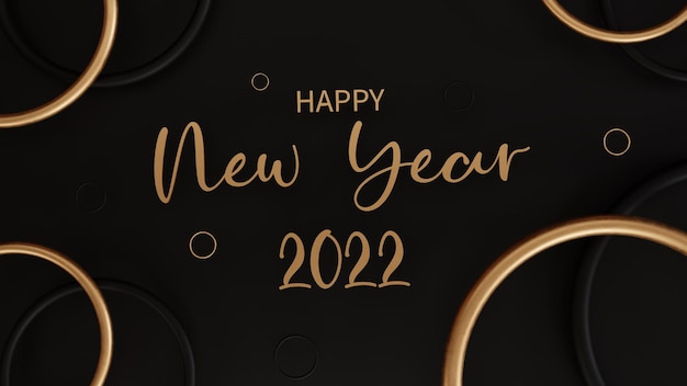 Photo bonne année 2022 texte d'or fond 3d