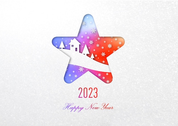 Bonne année 2023 carte arc-en-ciel