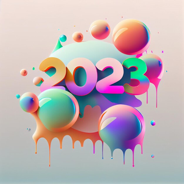 Bonne année 2023 couleur douce dégradé coloré