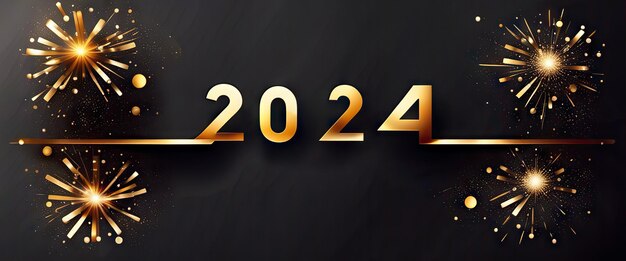 Bonne Année 2024 Bannière Lettrage Or Generative AI