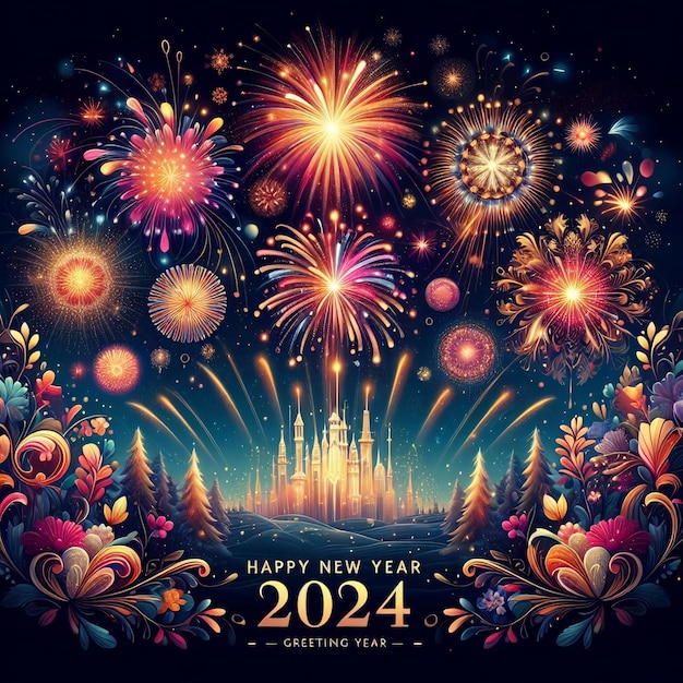 Bonne année 2024 carte de vœux