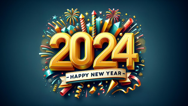 Bonne année 2024 Célébrer une année nouvelle brillante et heureuse 2024