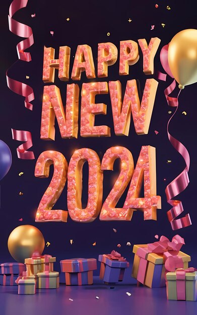 Photo bonne année 2024 conception d'affiche de médias sociaux