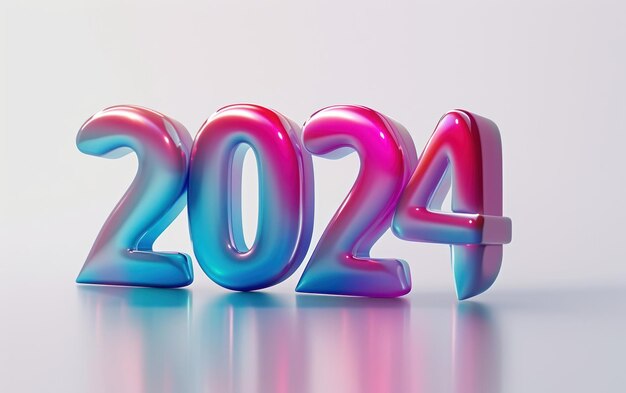 Bonne année 2024 Conception de texte en 3D