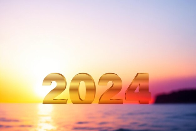 Bonne année 2024 Coucher ou lever de soleil flou