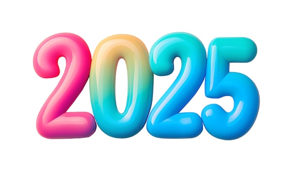 Bonne année 2025 numéros de typographie de style 3D design lumineux