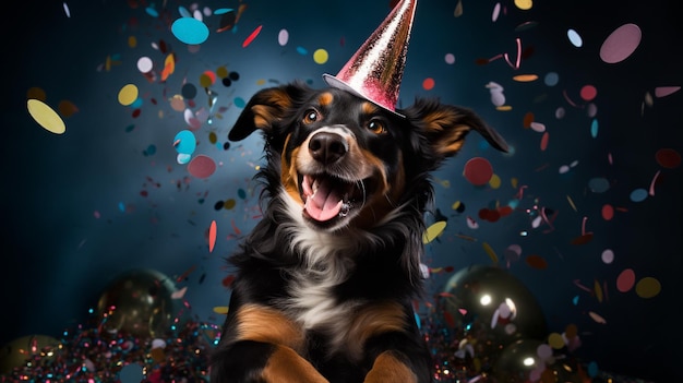 Photo bonne année au carnaval ou au concept d'anniversaire avec des confetti aigénérative ai