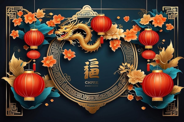 Bonne année chinoise couverture vecteur d'arrière-plan Année du dragon conception