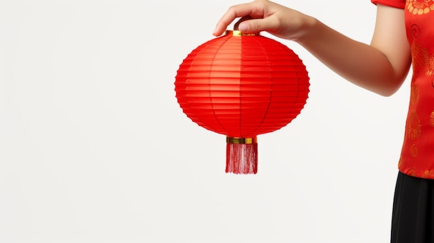Bonne année chinoise femme tenant une lanterne