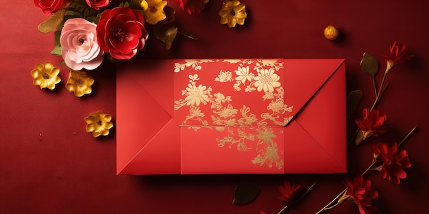 Bonne année du lapin chinois avec une enveloppe rouge