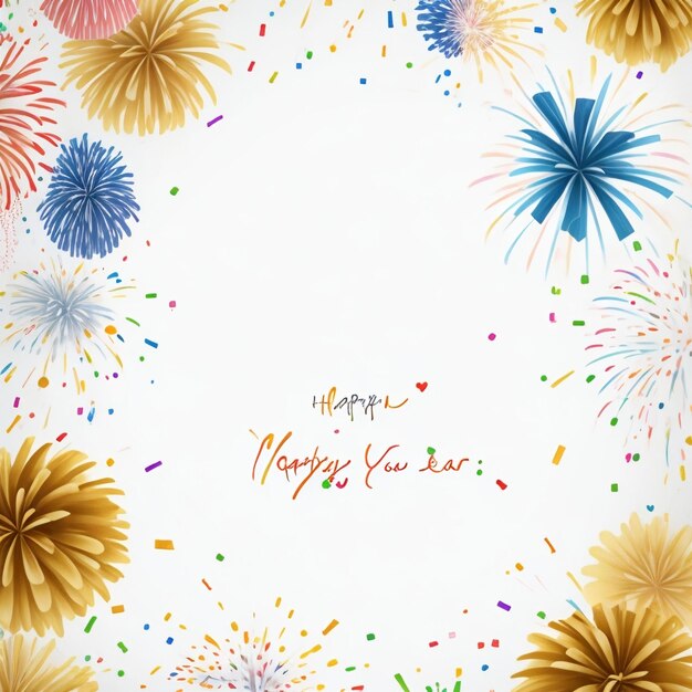 Bonne année feux d'artifice confetti images de fond collections de beaux papiers peints ai générés