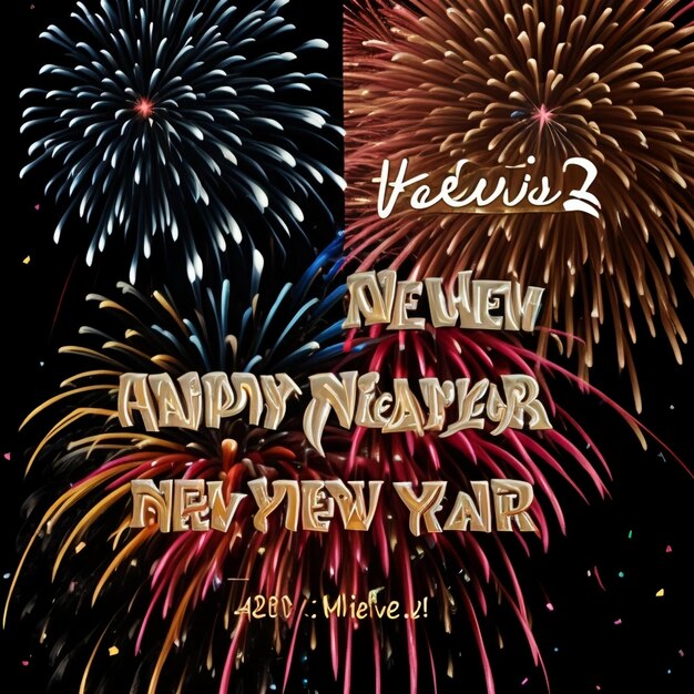 Photo bonne année feux d'artifice confetti images de fond collections de beaux papiers peints ai générés