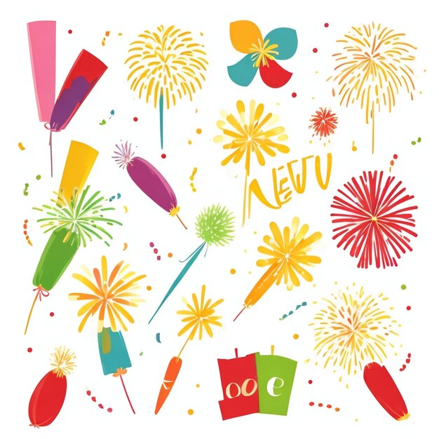 Bonne année feux d'artifice confetti images de fond collections de beaux papiers peints ai générés