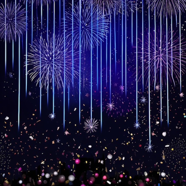 Photo bonne année feux d'artifice confetti images de fond collections de beaux papiers peints ai générés