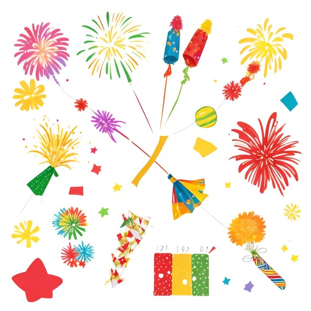 Bonne année feux d'artifice confetti images de fond collections de beaux papiers peints ai générés