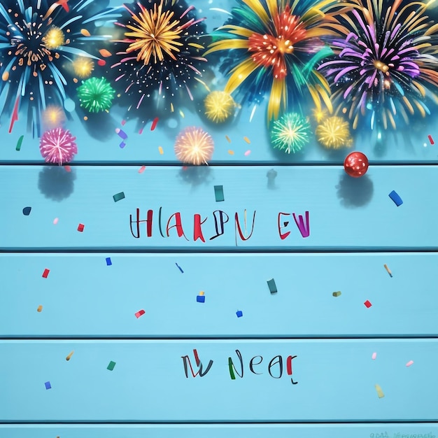 Bonne année feux d'artifice confetti images de fond collections de beaux papiers peints ai générés