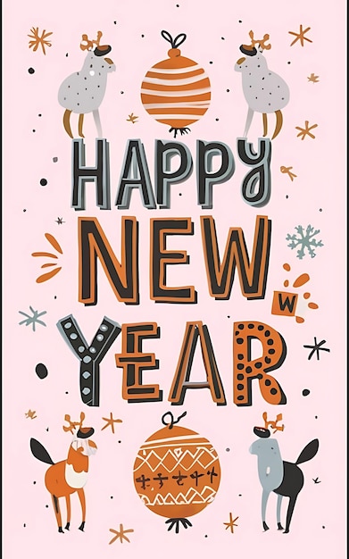 Photo bonne année avec l'illustration de la typographie clipart