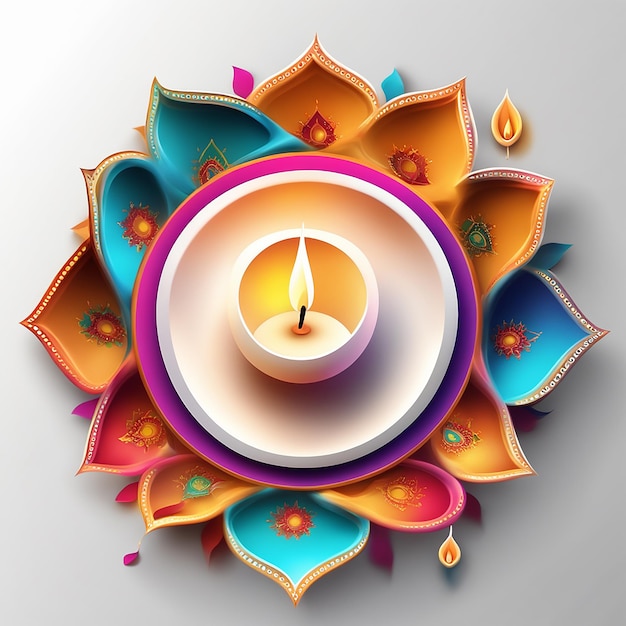 Photo bonne bannière de diwali avec carte de vœux de diwali sur diwali diya ou festival isolé de lampe à huile