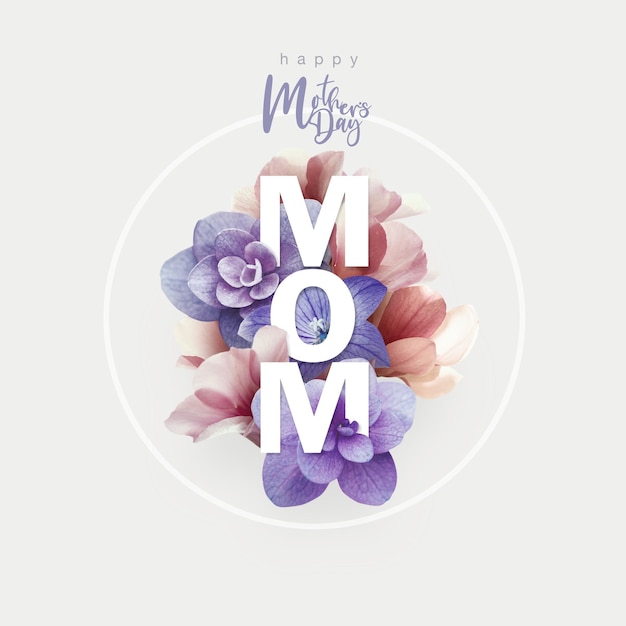 Photo bonne calligraphie de la fête des mères avec fond de fleurs en fleurssymboles d'amour avec espace de copie pour les textes