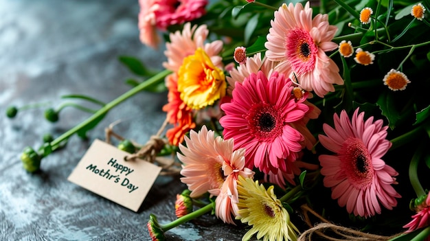 Bonne carte de la fête des mères et des fleurs Focus sélectif