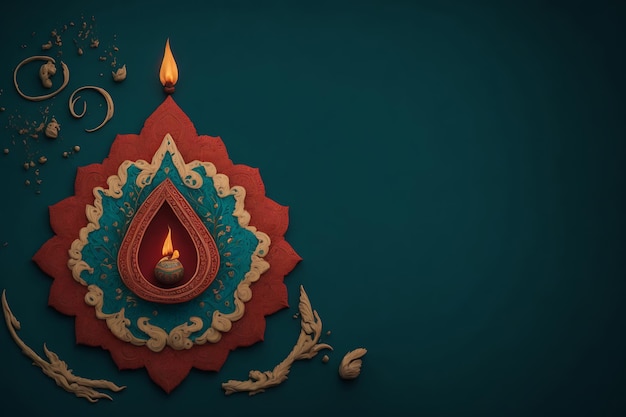 Bonne célébration de Diwali en arrière-plan avec des lampes traditionnelles