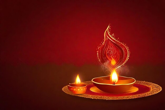 Bonne célébration de Diwali en arrière-plan avec des lampes traditionnelles