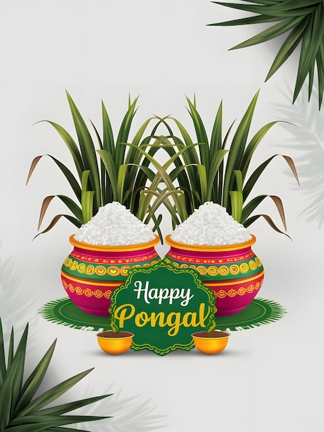 Bonne célébration du Pongal Poster et carte de vœux sur les réseaux sociaux