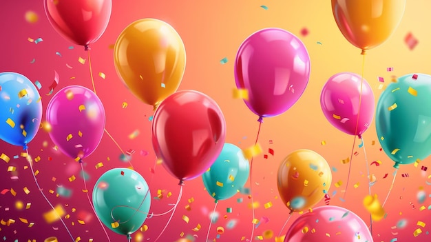 Bonne fête d'anniversaire à l'arrière-plan avec des ballons colorés réalistes pour l'affiche de carte de vœux