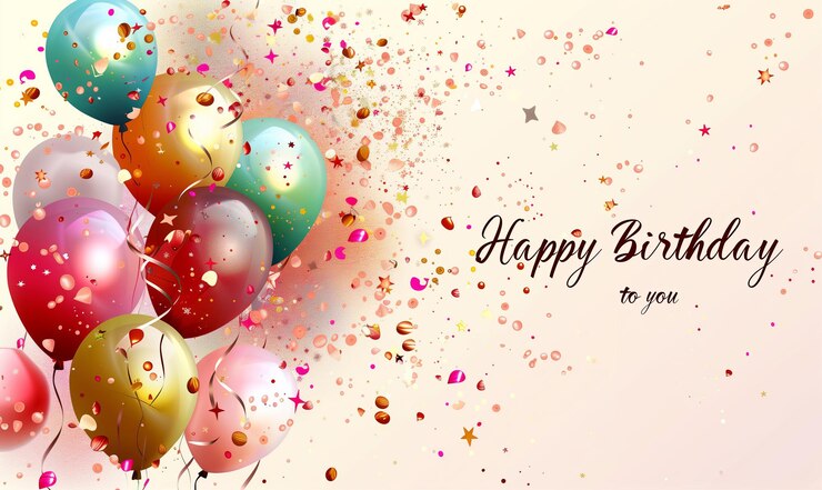 Photo bonne fête d'anniversaire carte d'invitation avec texte et ballons
