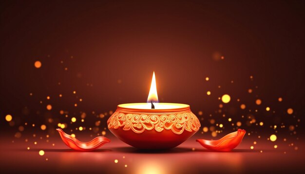 Bonne fête de Diwali à l'arrière-plan avec une lampe à huile réaliste