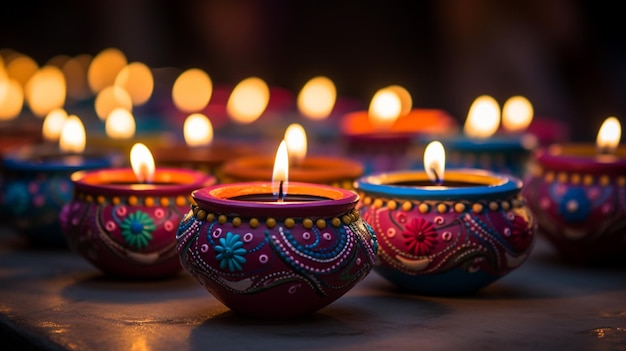 Bonne fête de Diwali décorative diya fond de célébration du festival traditionnel