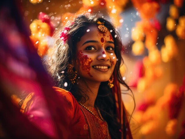 Photo bonne fête du teej femme indienne colorée