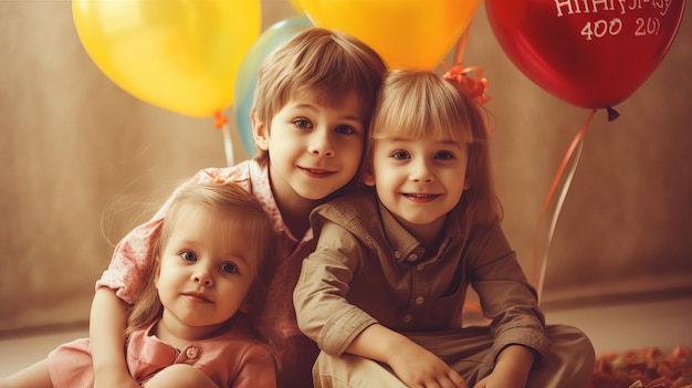 Bonne fête des enfants dans un style art papier sur fond blanc Modèle graphique isolé Fond de couleur blanche Bonne famille joyeuse Belle famille Bonne fête de la famille