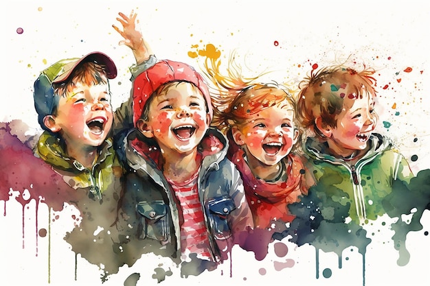Bonne fête des enfants illustration colorée ai générative