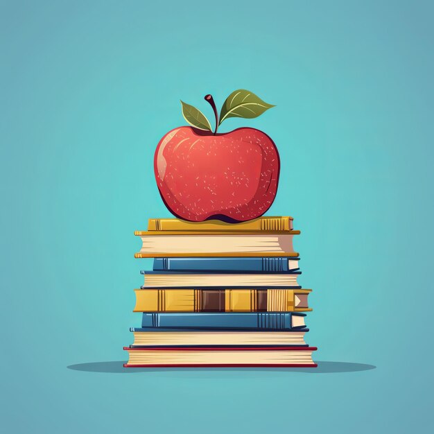 Bonne fête des enseignants pomme sur la pile de livres