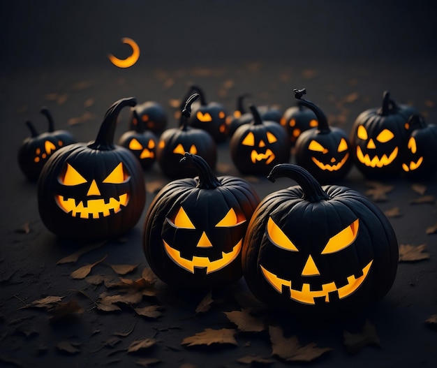 Bonne fête d'Halloween avec des citrouilles fête noire