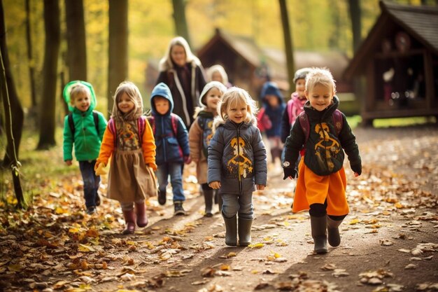 Bonne fête d'Halloween avec les enfants.