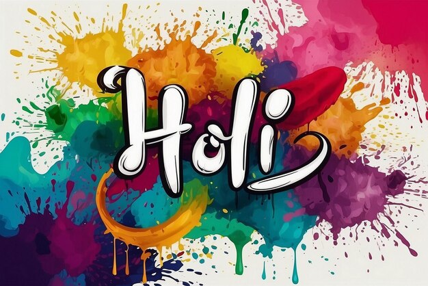 Bonne fête de Holi avec des couleurs blanches et noires