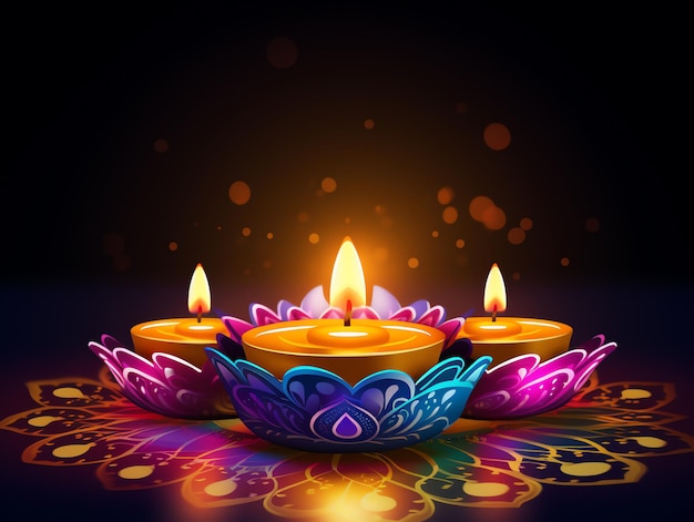 Bonne fête des lumières de Diwali célébration de vacances design d'illustration de fond