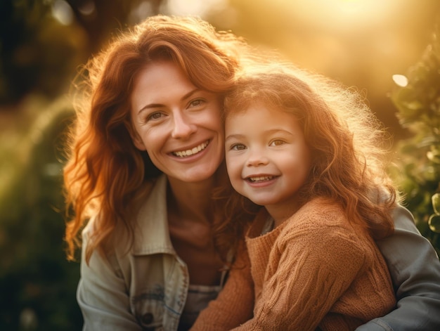 Bonne fête des mères Mather et sa fille souriant joyeusement Generative AI